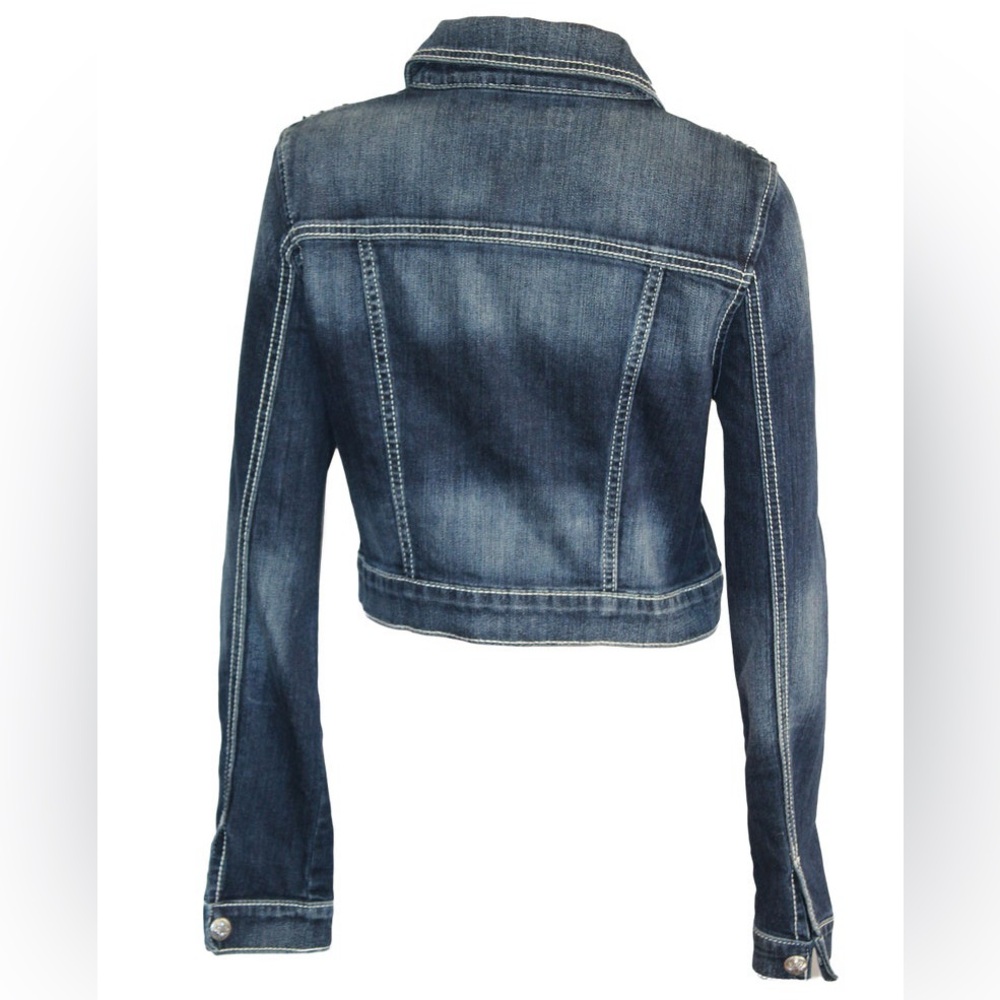 Miss Me Cropped Rhinestone Jean Jacket - Picture 4 of 5